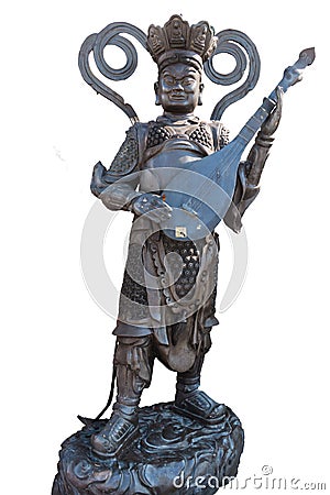 Statue China in Wat Phananchoeng thailand isolated on white back Stock Photo