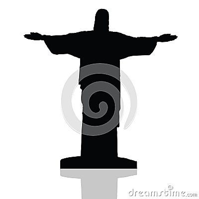 Statue of Christ the redeemer in Rio de Janeiro vector Vector Illustration