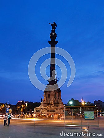 A Statue of Columbus at sunset #2 Editorial Stock Photo