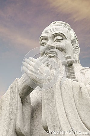 Statue of Confucius, Right Side View Stock Photo