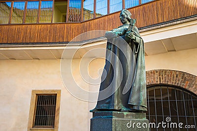 Statue in courtyard of Carolinum building of Charles University in Prague Stock Photo