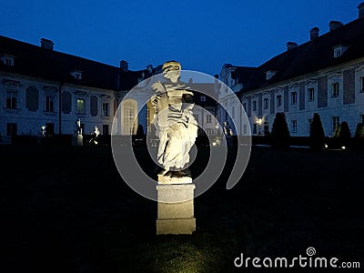 Statue in the courtyard of Lamberg castle Stock Photo