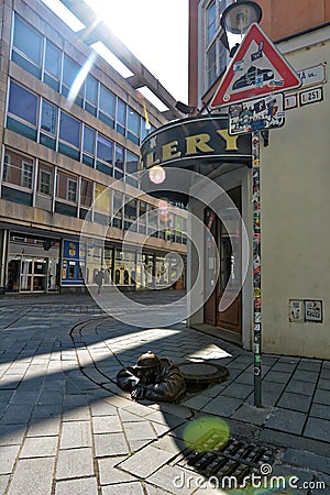 Cumil Statue - Men at work, Bratislava, Slovakia Editorial Stock Photo