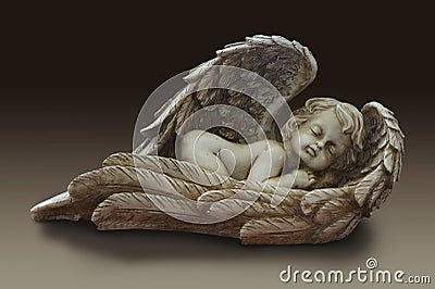 Statue of a cute infant angel cupid Stock Photo
