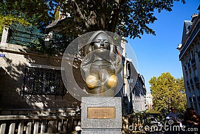 Statue of Dalida, a French singer and actress, in Montmartre Editorial Stock Photo