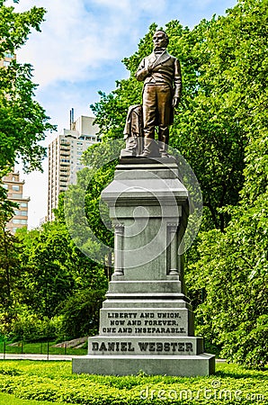 Statue of Daniel Webster in Central Park New York Editorial Stock Photo