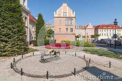 A statue dedicated to the goats that saved the city of Poznan from fire, outside old town, Poznan Poland Editorial Stock Photo