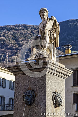 Statue dedicated to History.19th century. Tirano. Italy Stock Photo