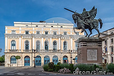 Statue dedicated to the medieval hero El Cid Campeador in the city of Burgos, Spain Editorial Stock Photo