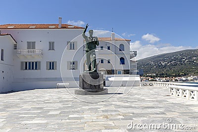 Statue dedicated to the Unknown Sailor Andros Island, Greece, Cyclades Editorial Stock Photo