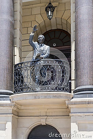 statue depicting Nelson Mandela making his freedom speech, Cape Town Editorial Stock Photo