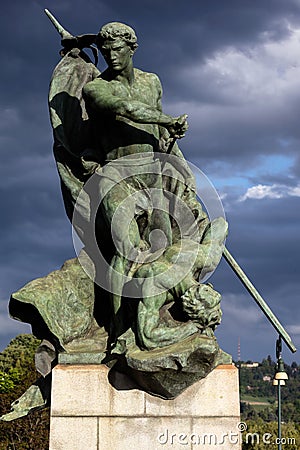 Statue depicting Valor on the Battlefield in Turin, Italy Editorial Stock Photo