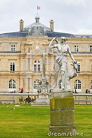 Statue of Diana in the Jardin du Luxembourg, Paris, France Stock Photo