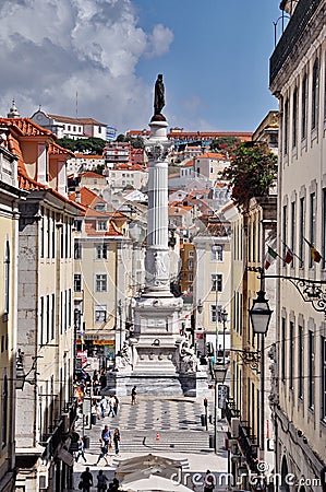 Statue of Dom Pedro IV, Lisbon Editorial Stock Photo