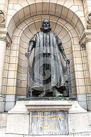 Statue of Dutch statesman Johan van Oldenbarnevelt Editorial Stock Photo