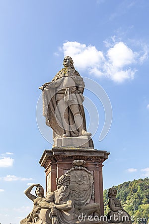 Statue of Elector Carl Theodor german: KurfÃ¼rst Carl Theodor in Heidelberg Stock Photo