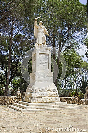 A statue of Elijah the Prophet on Mount Carmel Israel Editorial Stock Photo