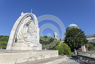 Statue of the enthrone of St Stephen of Hungary Esztergomi, Hungary Stock Photo