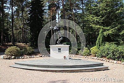 Statue Fallen Soldier on the field of honor Loenen in the Netherlands Editorial Stock Photo