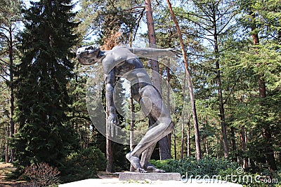 Statue Fallen Soldier on the field of honor Loenen in the Netherlands Editorial Stock Photo