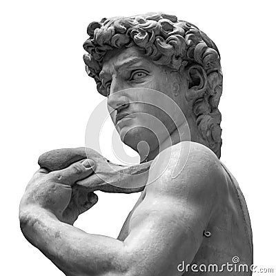 Statue of a famous statue by Michelangelo - David from Florence, isolated on white Editorial Stock Photo