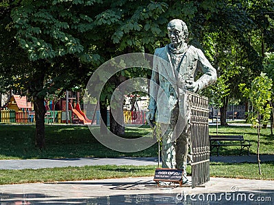 Eugen Ionescu statue in Slatina, Romania Editorial Stock Photo