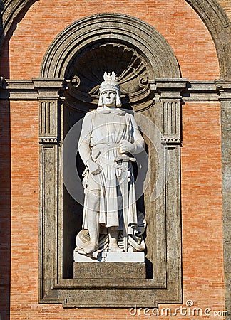 Statue of Federico II di Svevia in Palazzo Reale di Napoli. Campania, Italy. Stock Photo