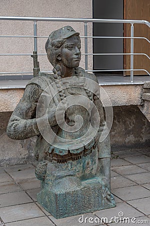 Statue of a female solider in Tirana, Albania Stock Photo