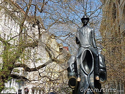 Statue of Franz Kafka to Prague in Czech Republic. Editorial Stock Photo