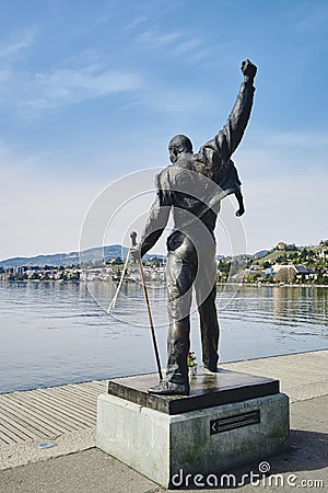 Statue of Freddie Mercury, Montreux, Switzerland Editorial Stock Photo