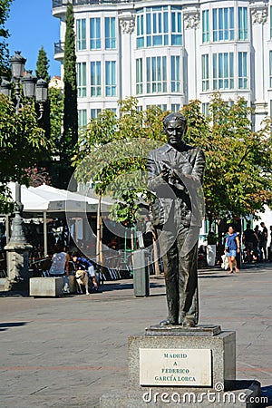 Statue of Frederico Garcia Lorca in Madrid Editorial Stock Photo