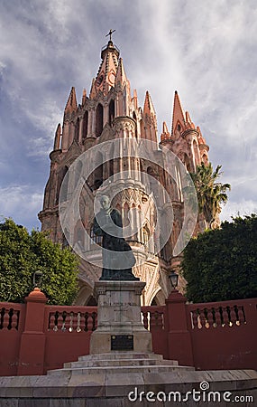 Statue Friar Parroquia Church Mexico Stock Photo