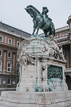 Statue in front of Budapest Castle Stock Photo