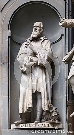 Statue of Galileo Galilei in Florence Editorial Stock Photo