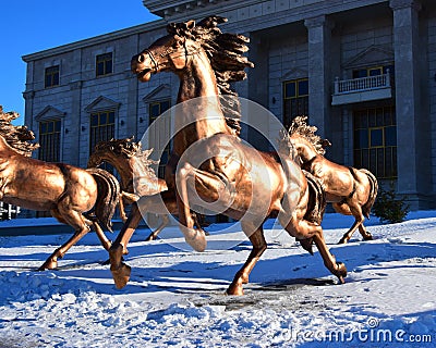 Statue of a galopping horse Editorial Stock Photo