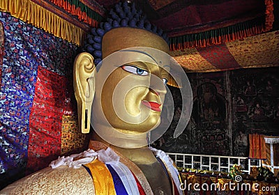 Statue of Gautama Buddha at Shey Monastery near Leh, Ladakh Stock Photo
