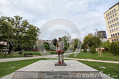 Statue of Gavrilo Princip. Gavrilo princip is bosnian serb responsible for assassination of Austrian Archduke Franz Ferdinand Editorial Stock Photo