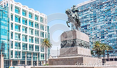 Statue of General Artigas in Plaza Independencia, Montevideo, Ur Stock Photo