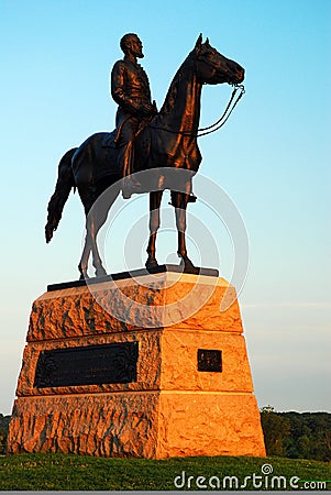 A statue of General Meade in Gettysburg National Battlefield Editorial Stock Photo