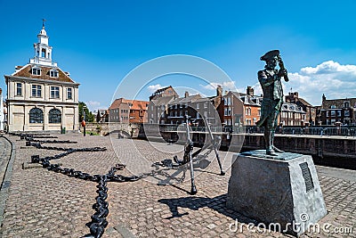 Statue of George Vancouver in King`s Lynn, Norfolk, England Editorial Stock Photo