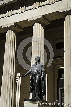 Statue of George Washington, Federal Hall, New York City Editorial Stock Photo