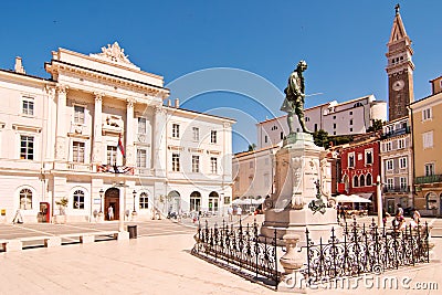 Statue of Giuseppe Tartini in Piran, Slovenia Stock Photo