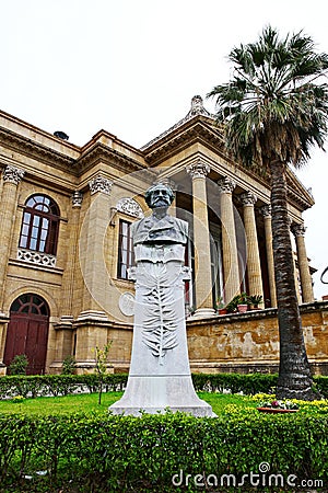 Statue of Giuseppe Verdi at Teatro Massimo, Palermo Editorial Stock Photo