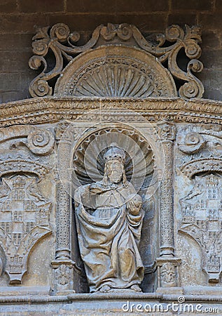 Statue of God the Father at the Saint Thomas Church of Haro, La Stock Photo