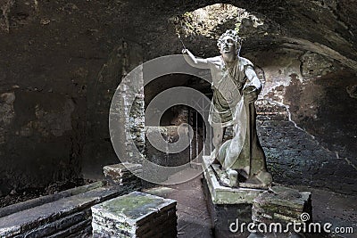 Statue of the god Mithras killing a bull in the thermal s mithra Stock Photo