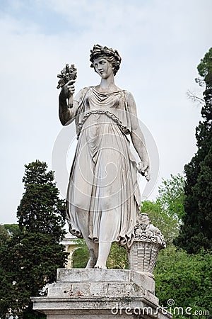 Statue of the goddess of abundance in Piazza del Popolo in Rome Stock Photo
