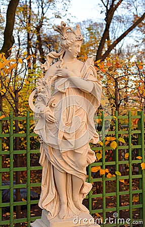 Statue of goddess Ceres in Summer Garden. Stock Photo