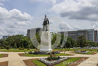 Statue and gravesite of former U.S. senator and Louisiana governor Huey P. Long at the Louisiana State Capitol in Baton Rouge Editorial Stock Photo