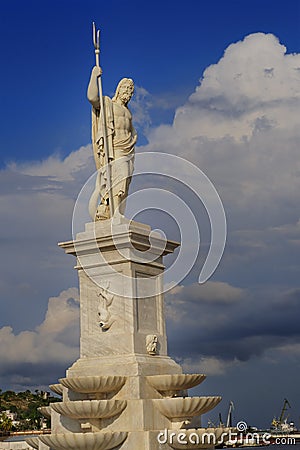 Statue of greek god Poseidon at Havana bay Stock Photo