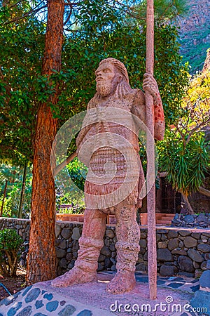 Statue of Guanche warrior at Gran Canaria, Canary islands, Spain Stock Photo